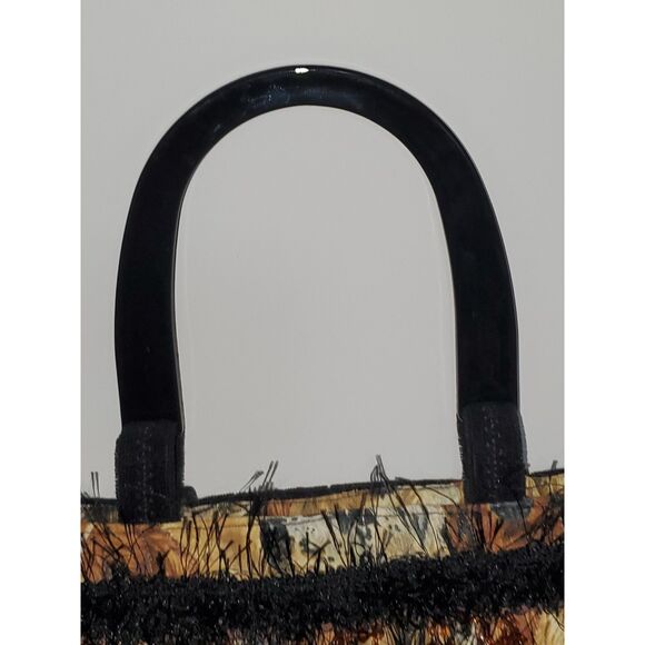 A Puppy Dog Pattern Satchel Purse Frilly Top Handle Beaded Quilted - Picture 5 of 15